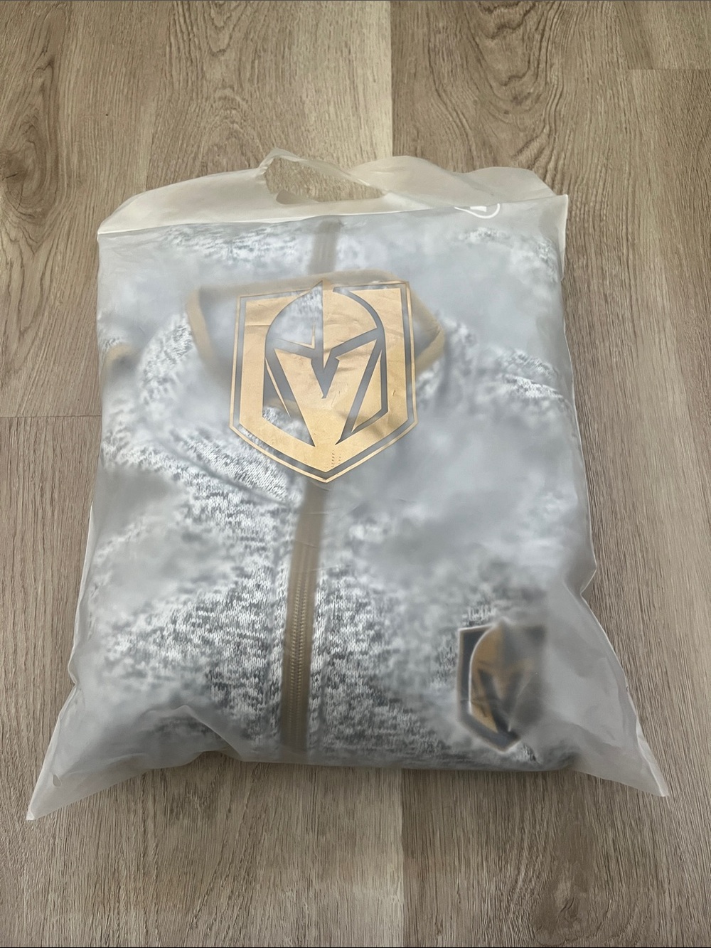 Vegas Golden Knights Gray Marled Full-Zip Sweater with Gold Trim
